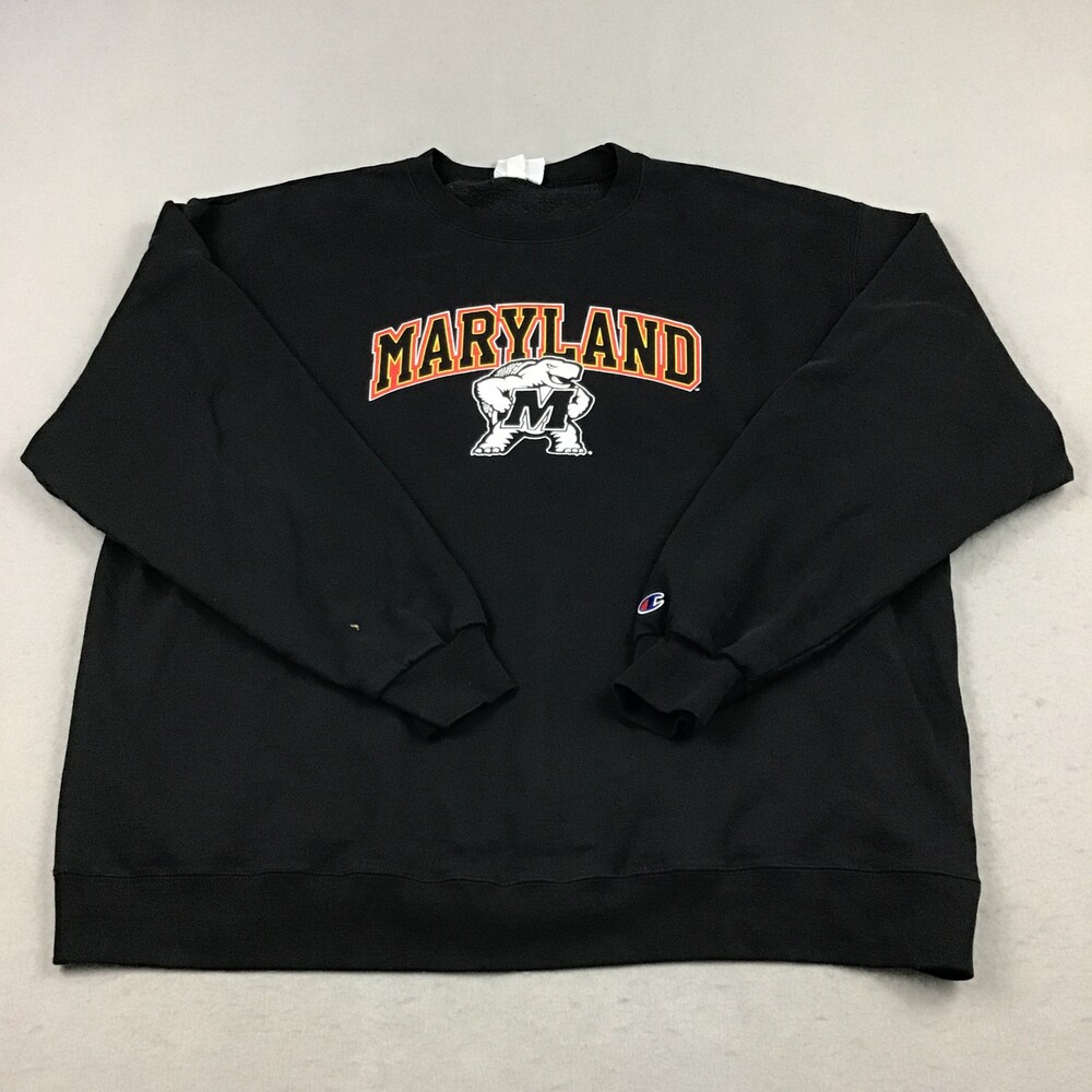 Maryland Terrapins Sweater Men 2XL Black Turtle Logo Crewneck Champion XXL *